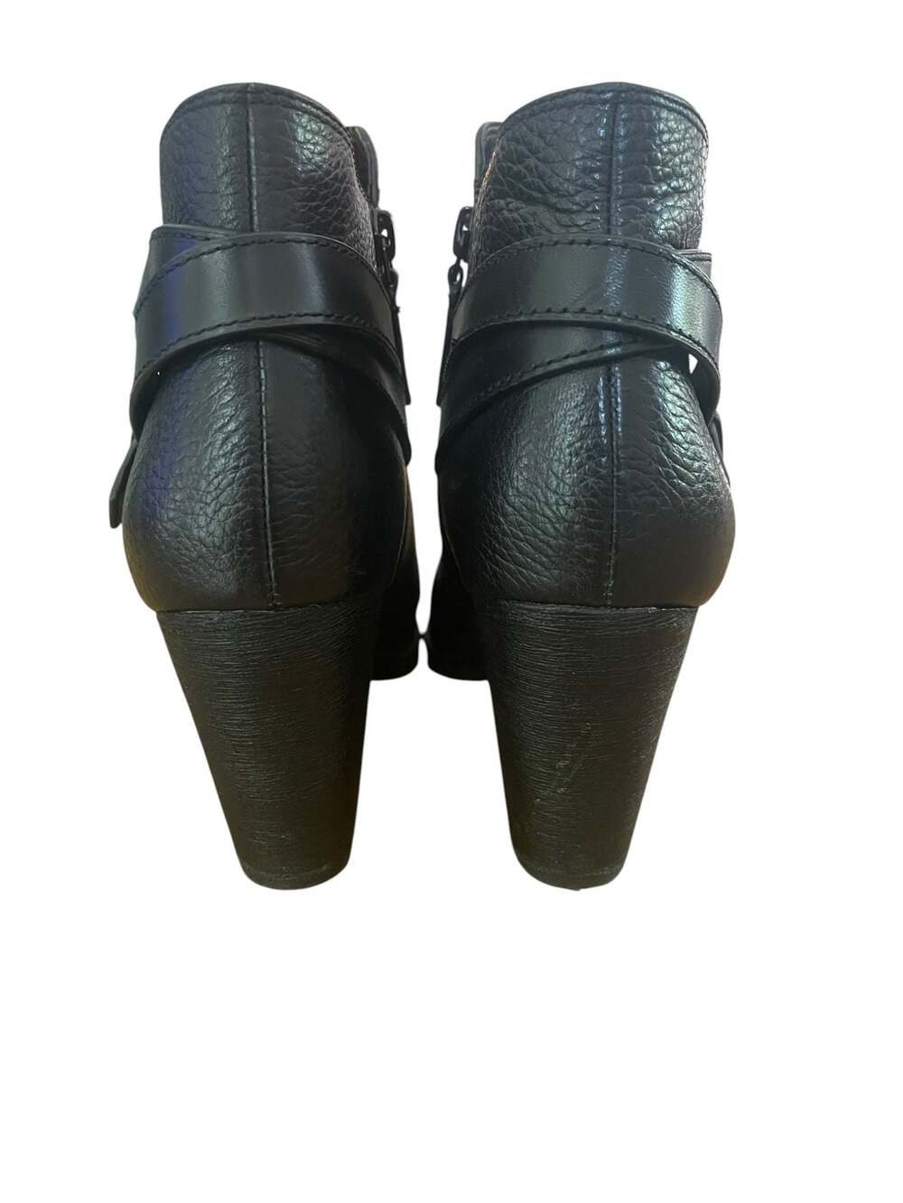 Cole Haan Grand.OS Black Leather Buckle Ankle Booties Block Heel 7.5B - Picture 9 of 12